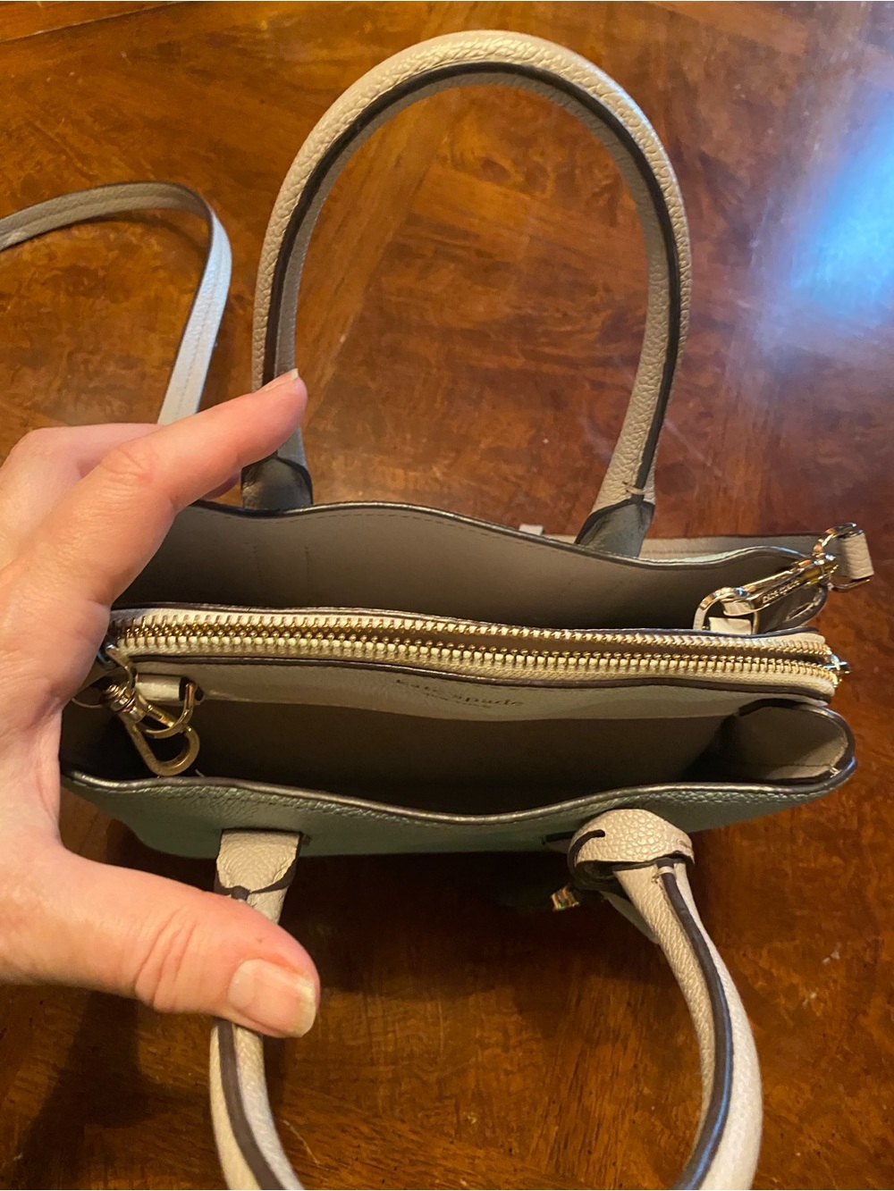 Kate Spade Mint and Taupe Leather Satchel - Picture 9 of 9
